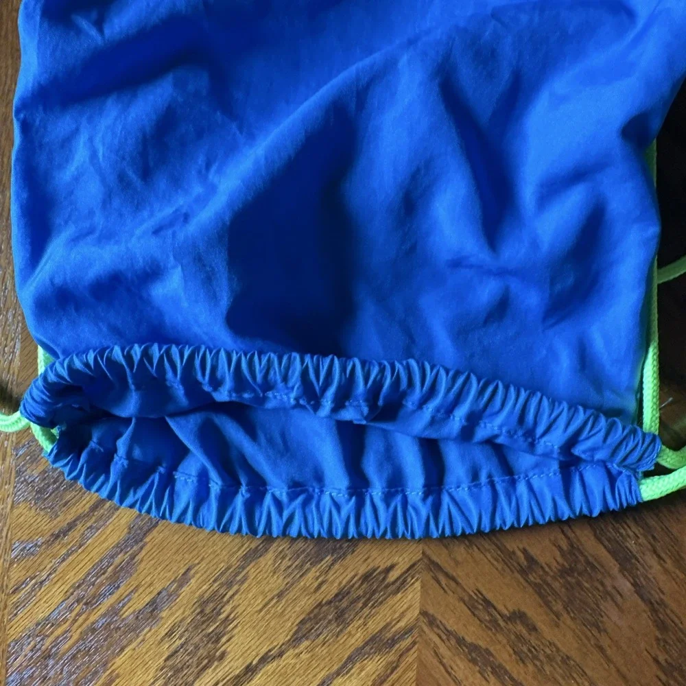 Nike Just Do It Drawstring Gym Bag Blue/Green 15L Polyester Adjustable BA5120